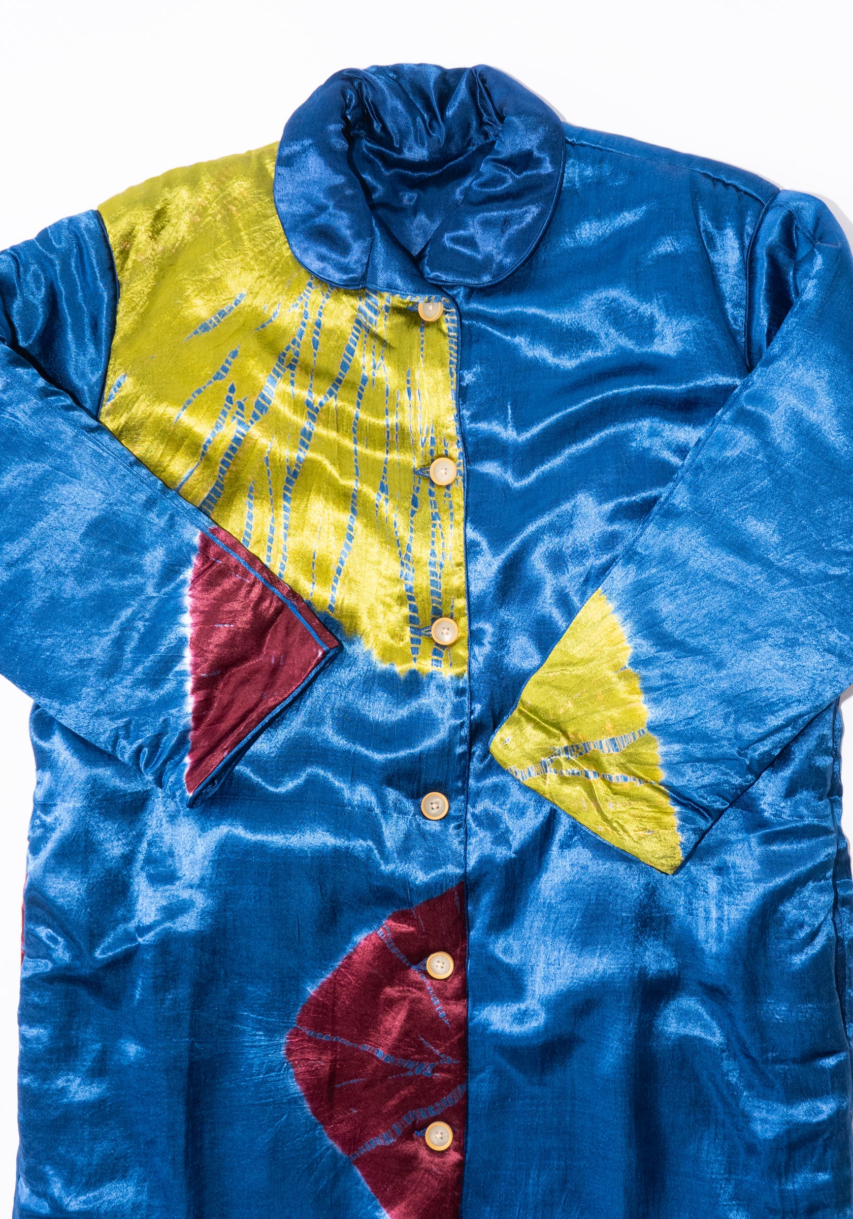 Tigra Tigra Long Coat in Jewel Blue Shibori