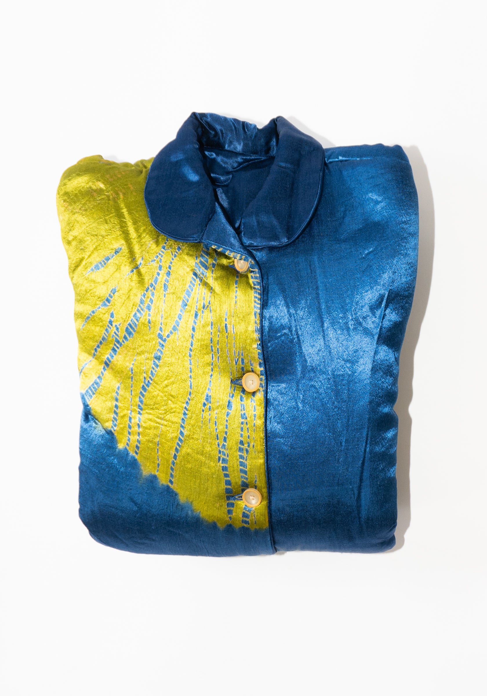 Tigra Tigra Long Coat in Jewel Blue Shibori