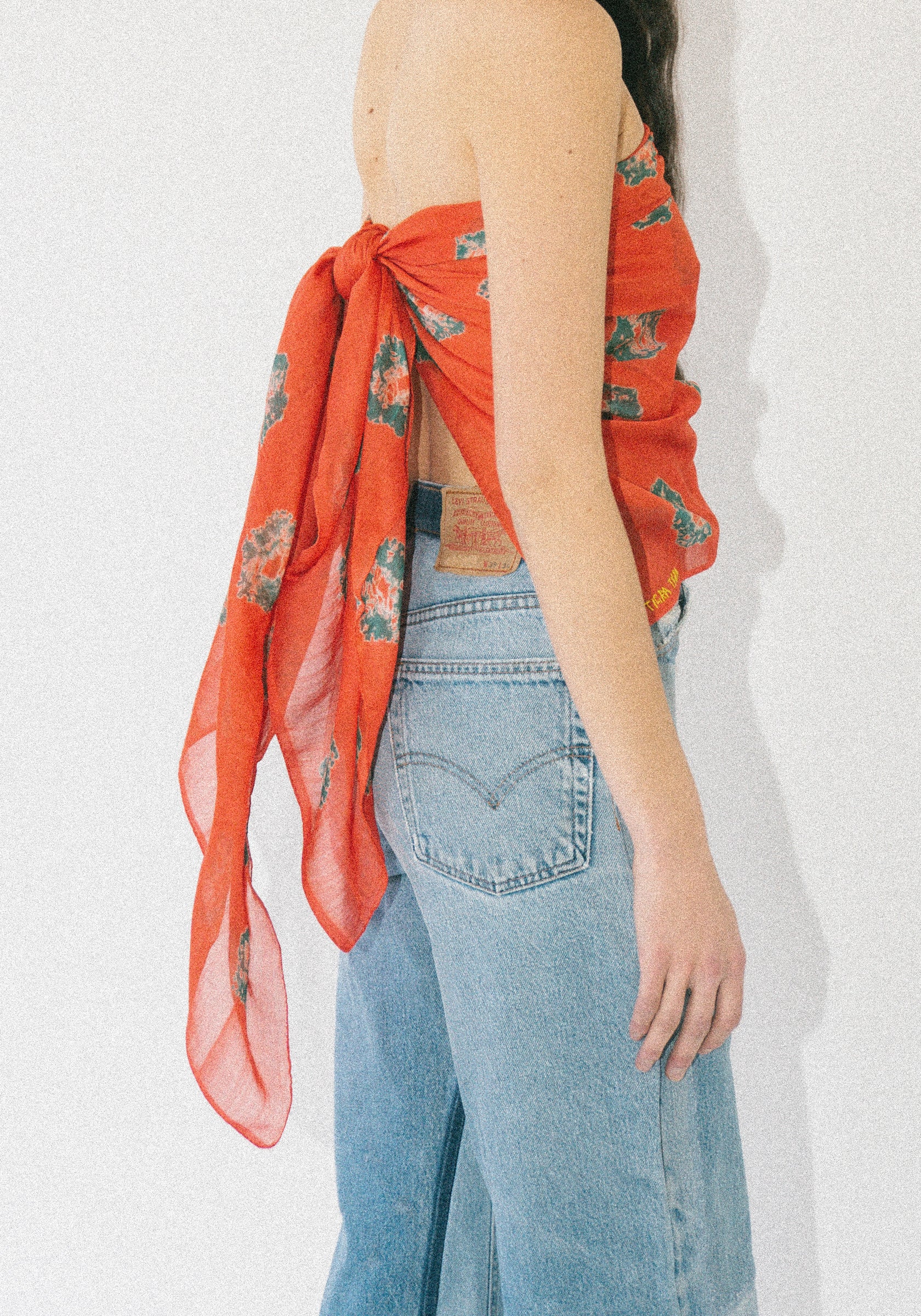 Tigra Tigra Sheer Scarf in Persimmon and Teal