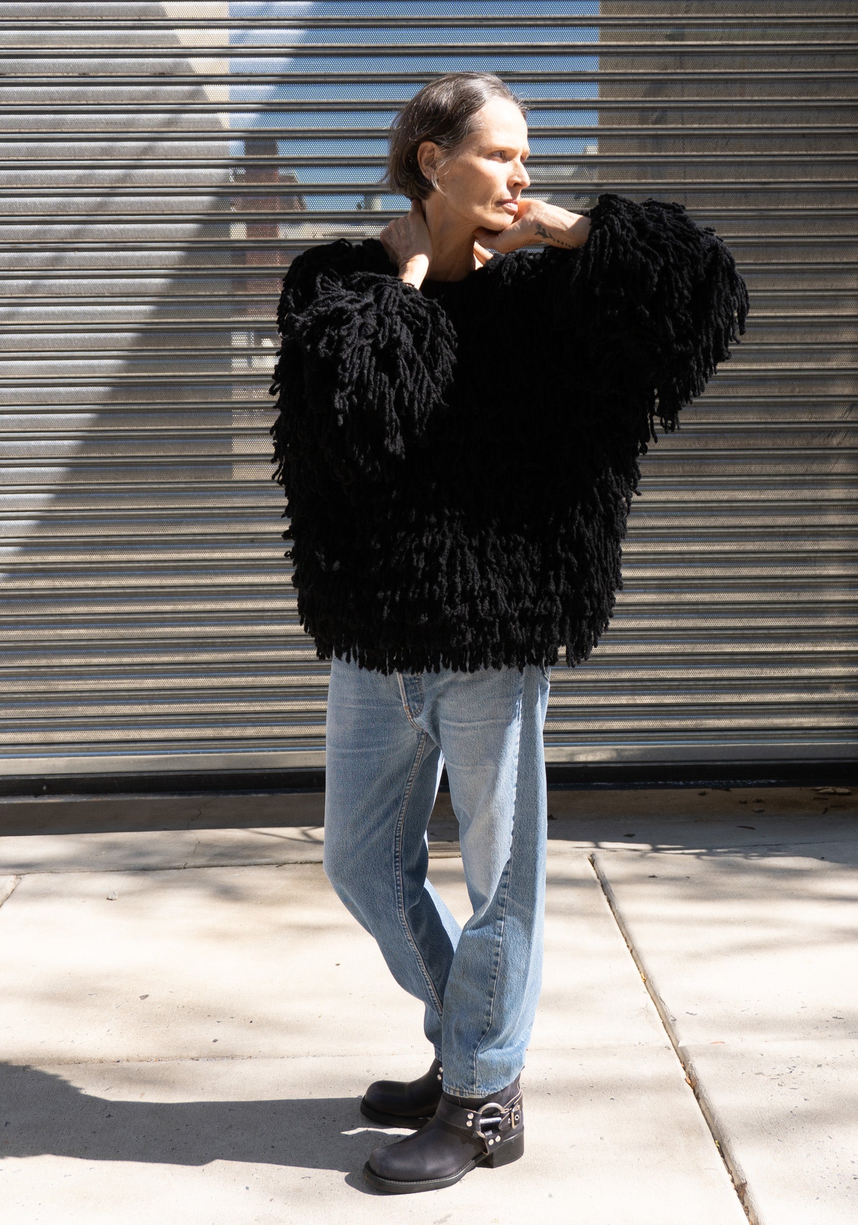 Gabin Round Neck Sweater in Black