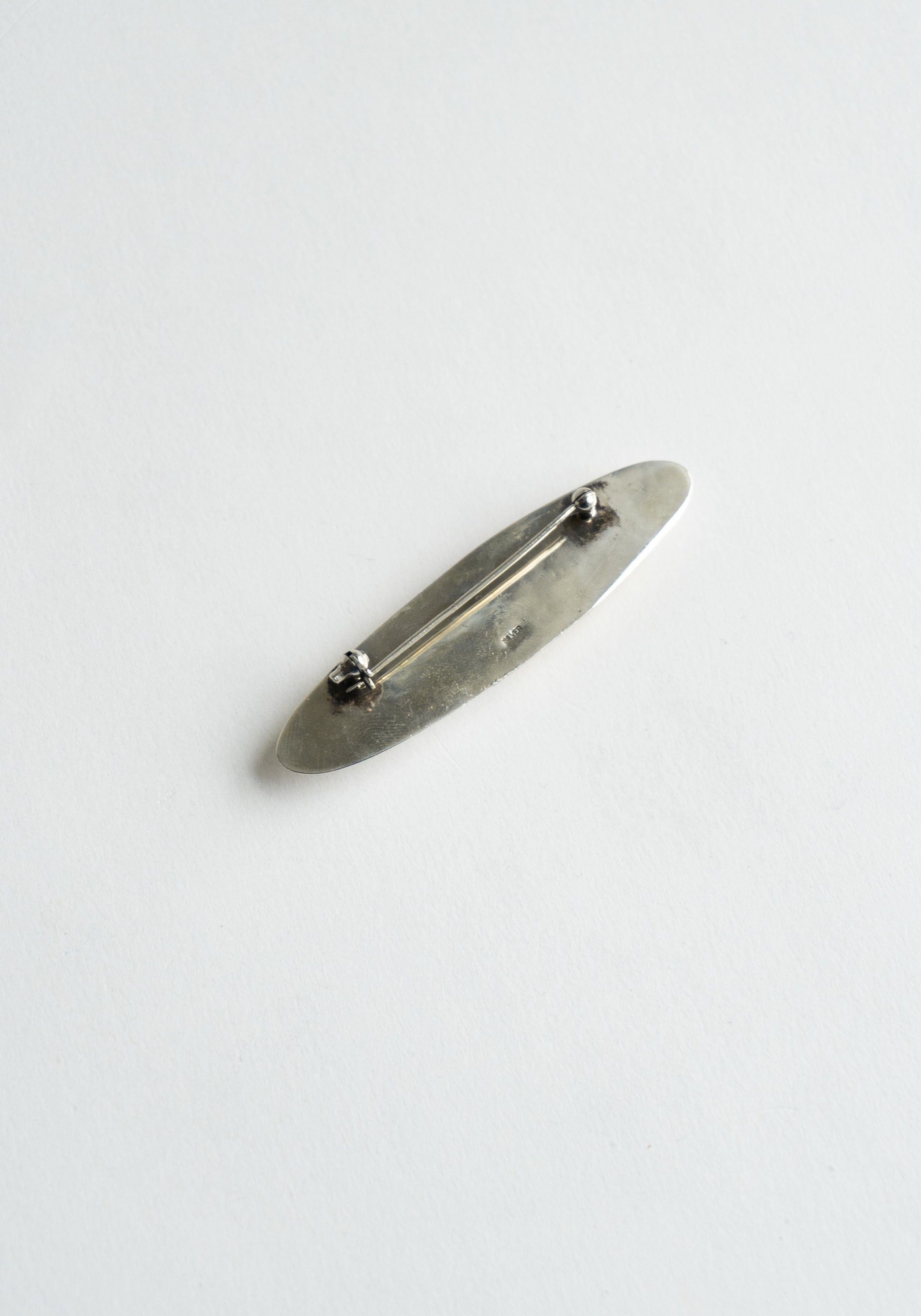 Vintage Sterling and Shell Inlay Oblong Brooch