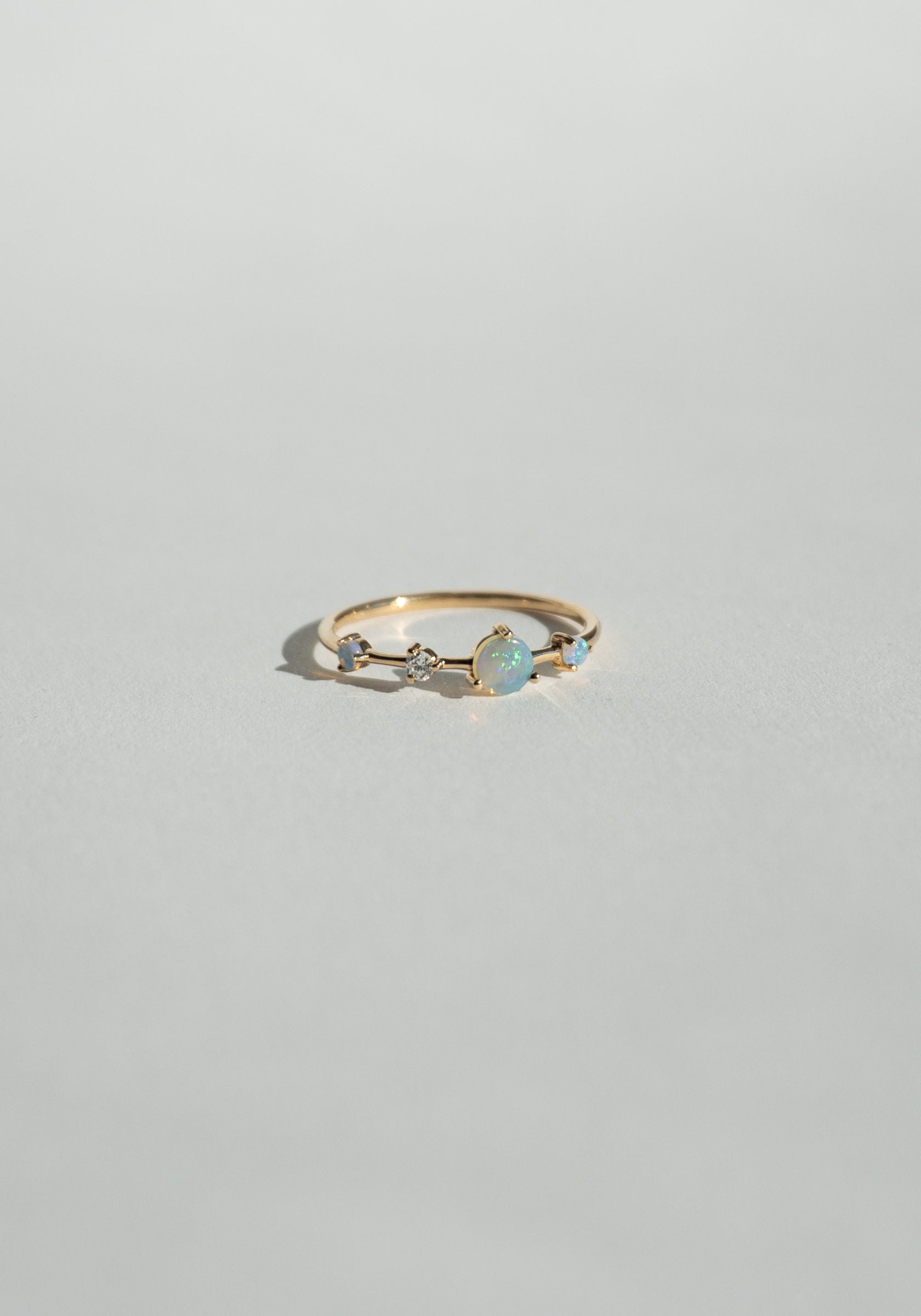 Wwake Large Four Step Ring with Opals and White Diamonds