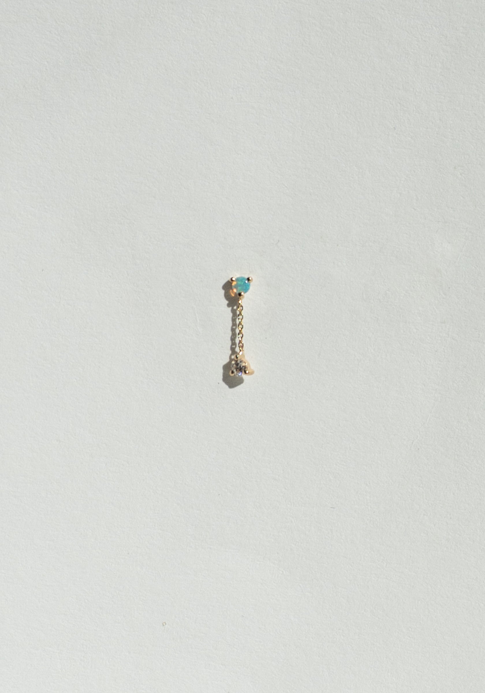 wwake Small Two-Step Opal and White Diamond Chain Earring