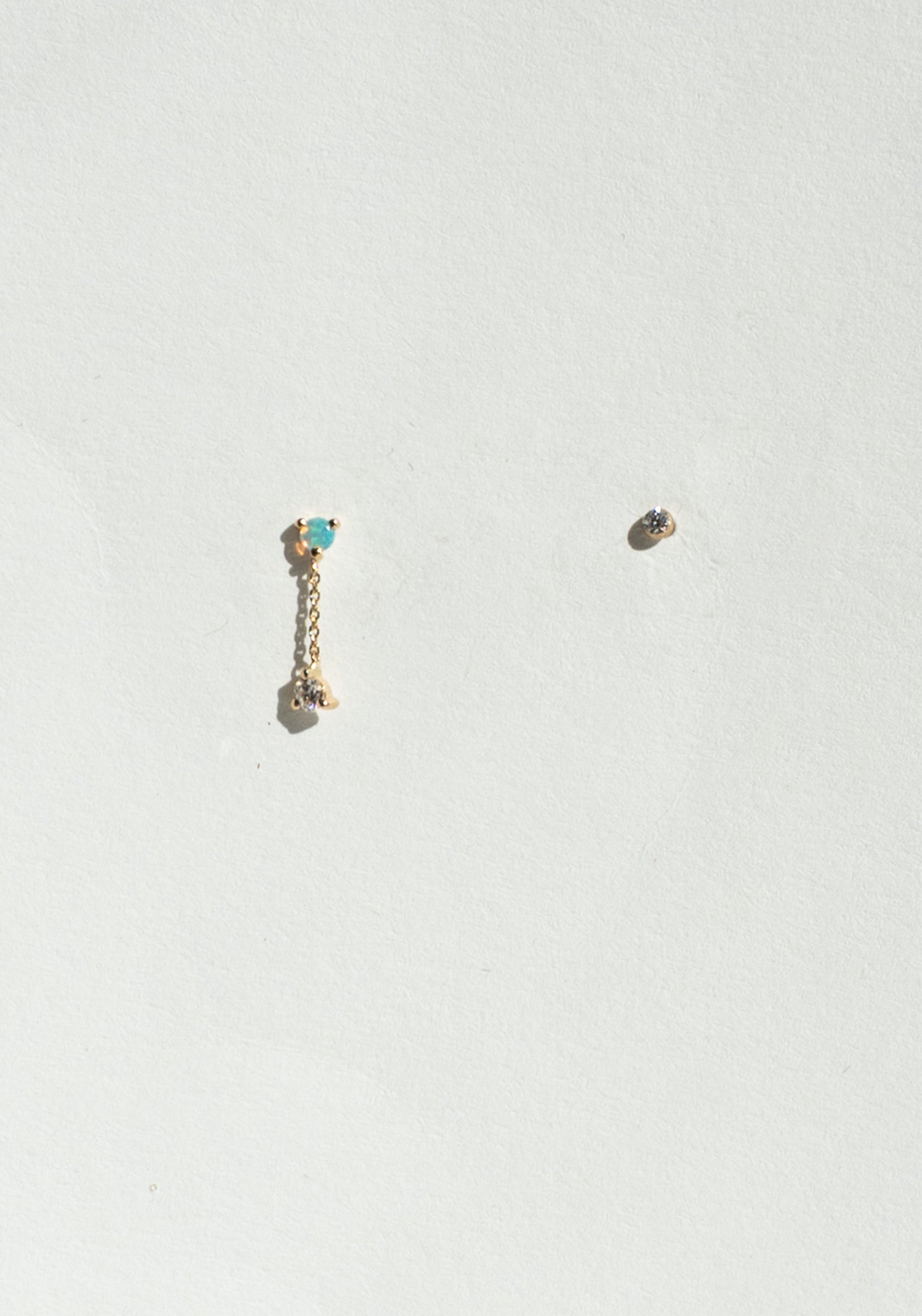wwake Small Two-Step Opal and White Diamond Chain Earring