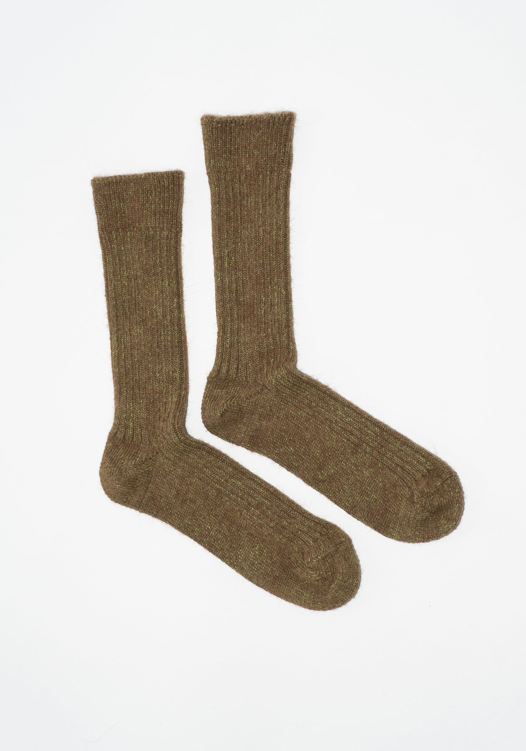 Yahae Alpaca Linen Ribbed Socks in Green