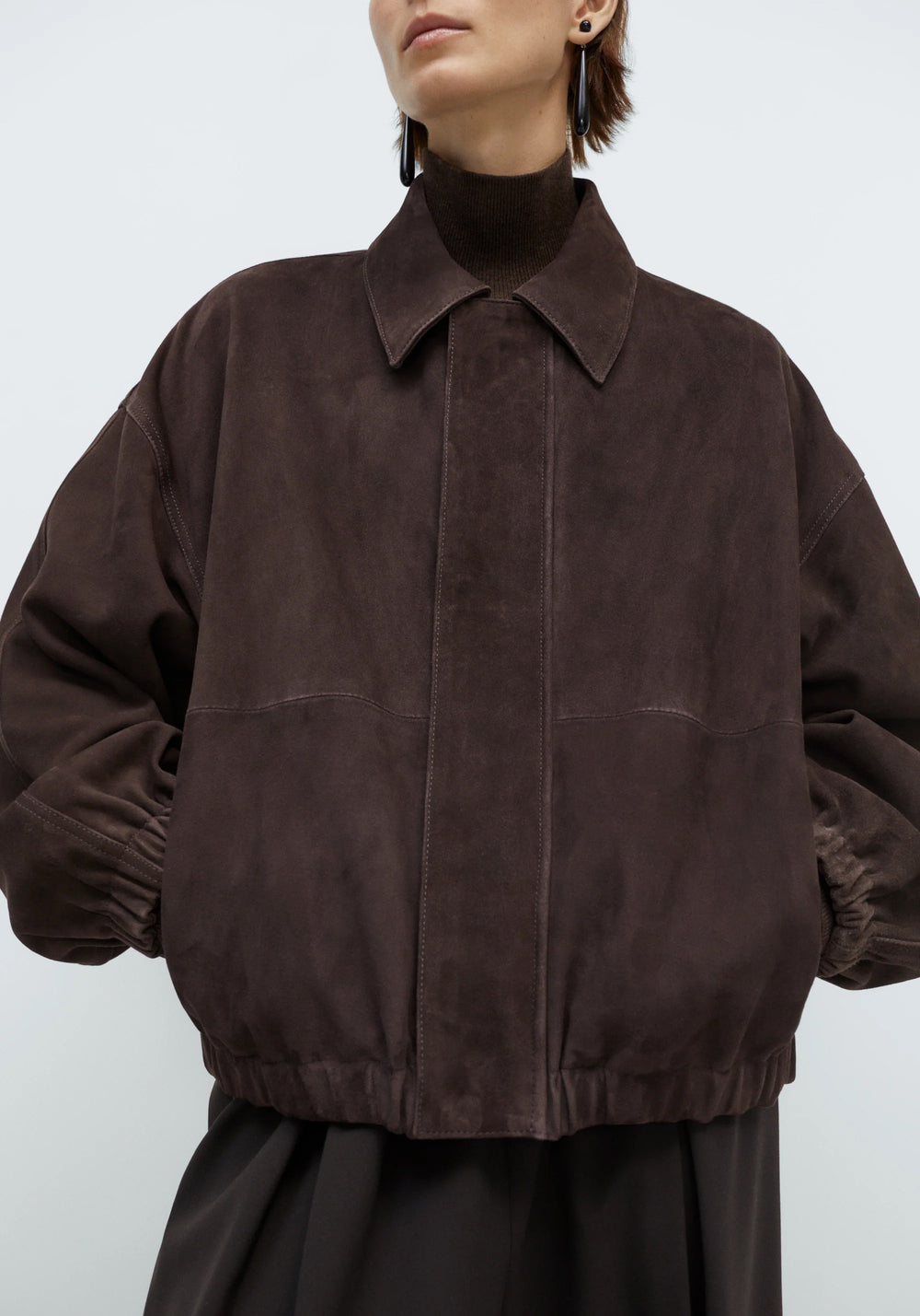 Cordera Suede Bomber Jacket in Brown