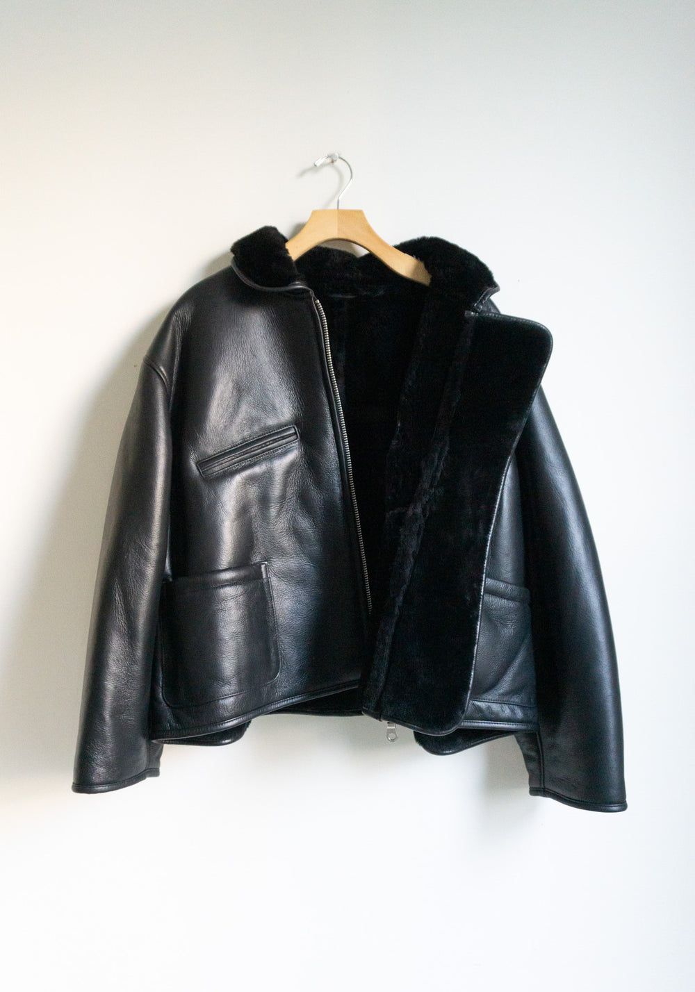 Cawley Leather Flying Jacket in Black