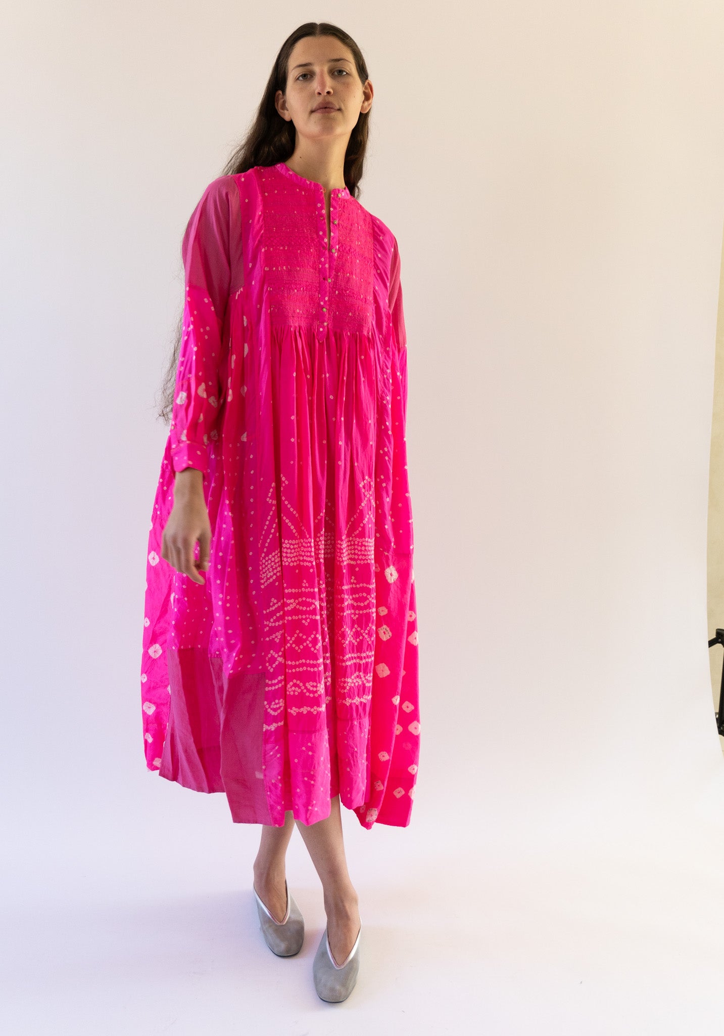 Bandhani Dress in Shocking Pink