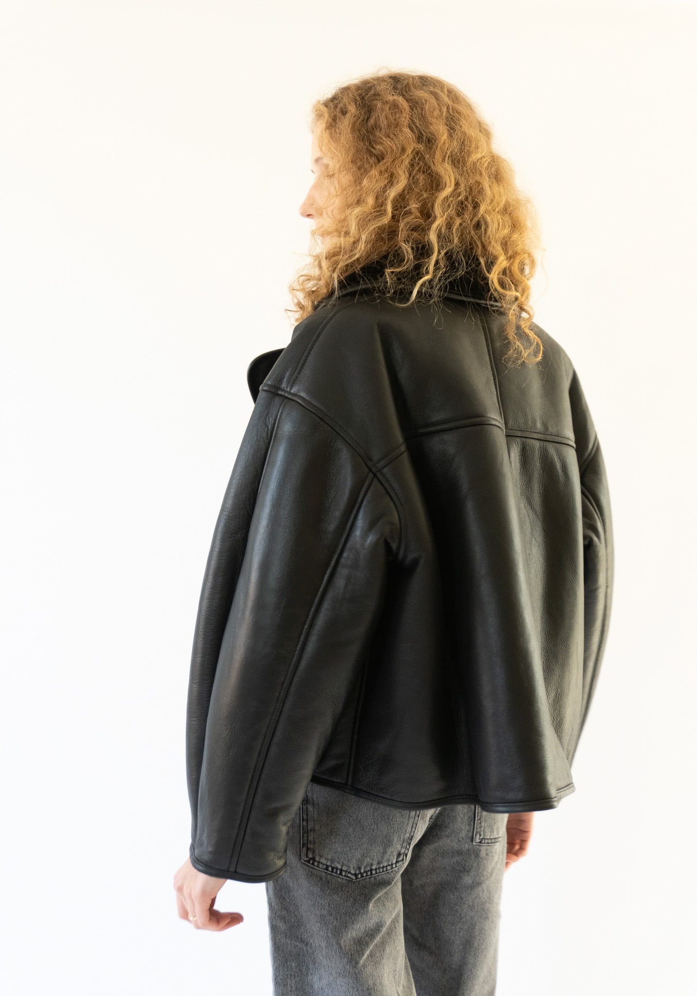 Leather Flying Jacket in Black