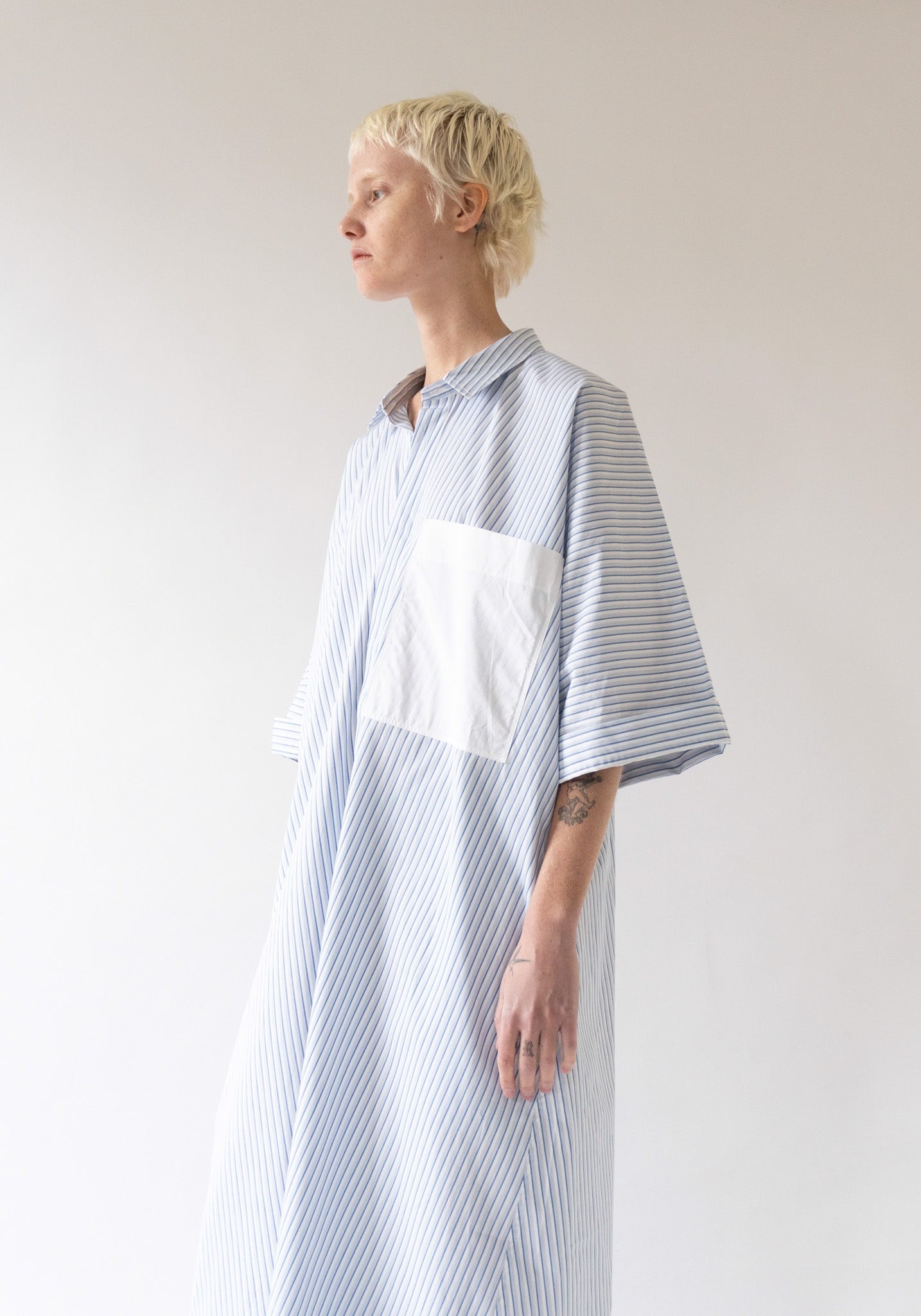 Doris Dress in Blue/White Stripe