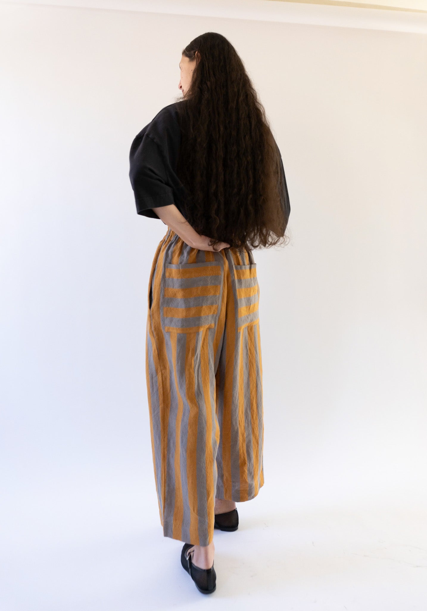 Luna Trousers in Bronze Denim Stripe