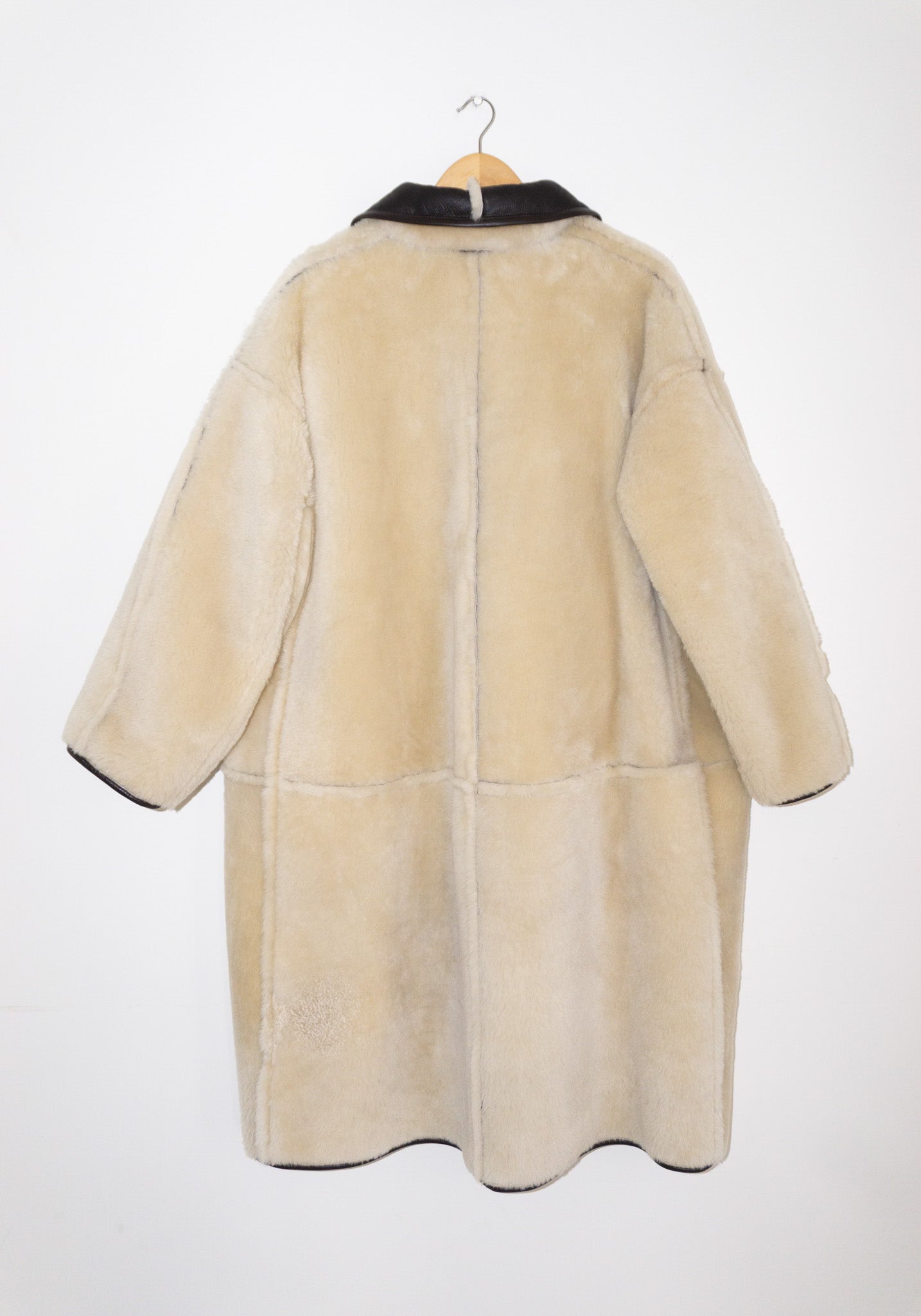 Cawley Sheepskin and Leather Roo Coat in Chocolate and Natural