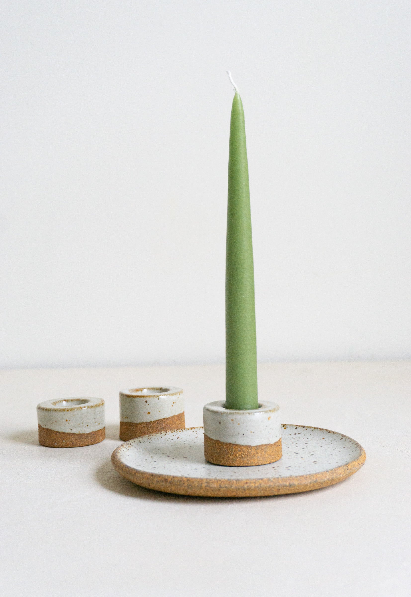 Mani Candle Holder in Sandstone and White
