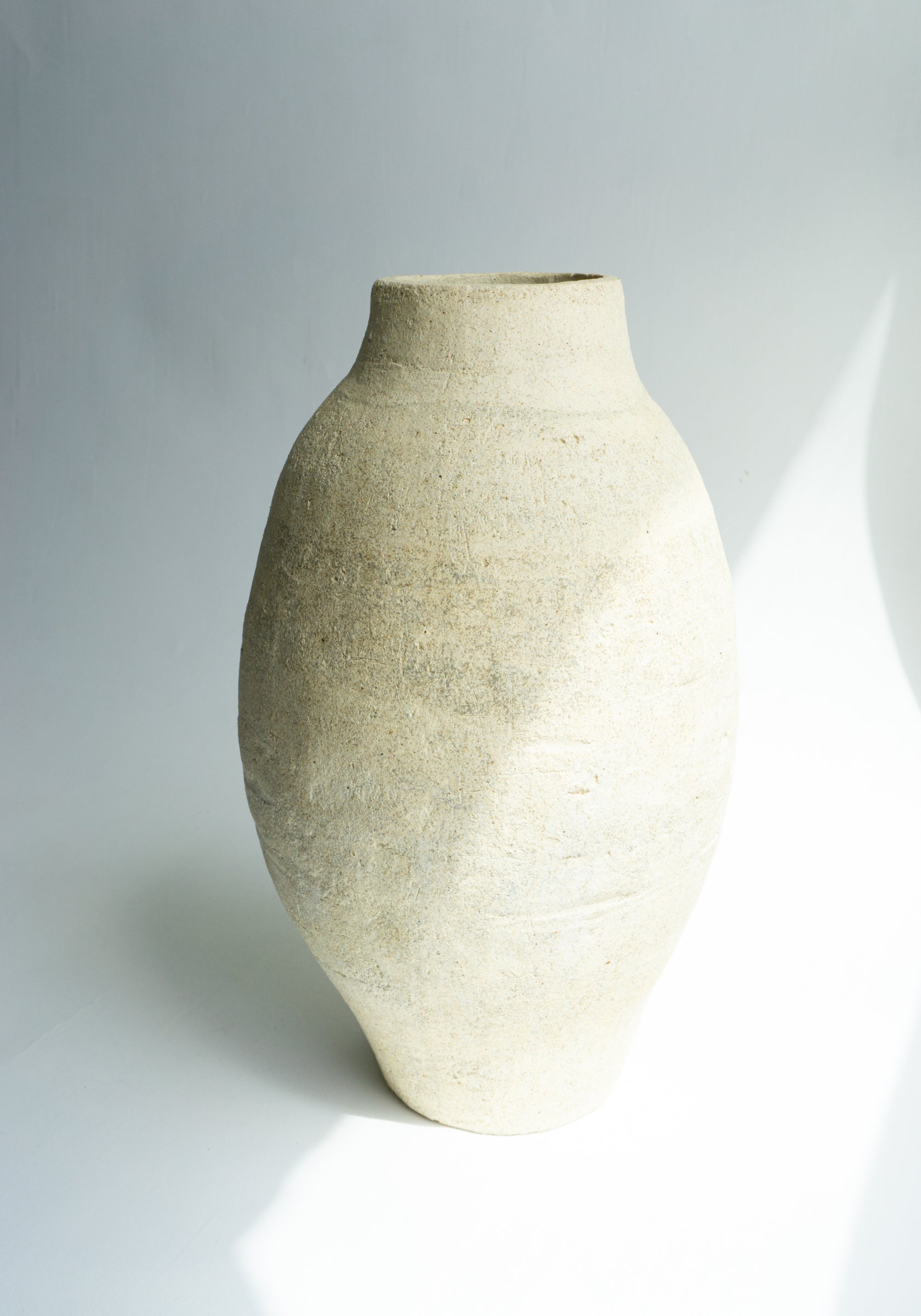 Tall Textured Natural Vase with Curved Neck