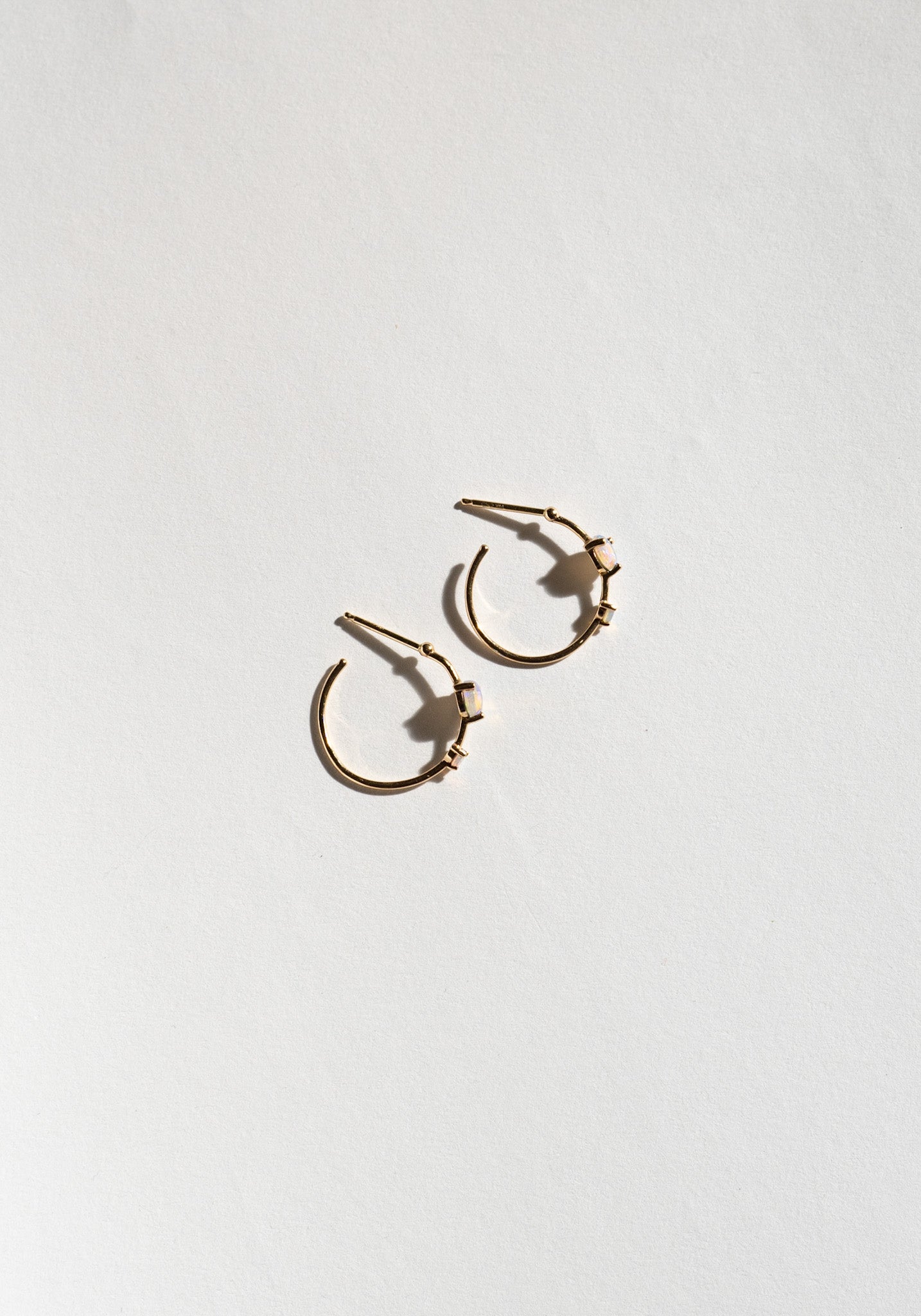 Small Two Step Hoop Earrings with Opals